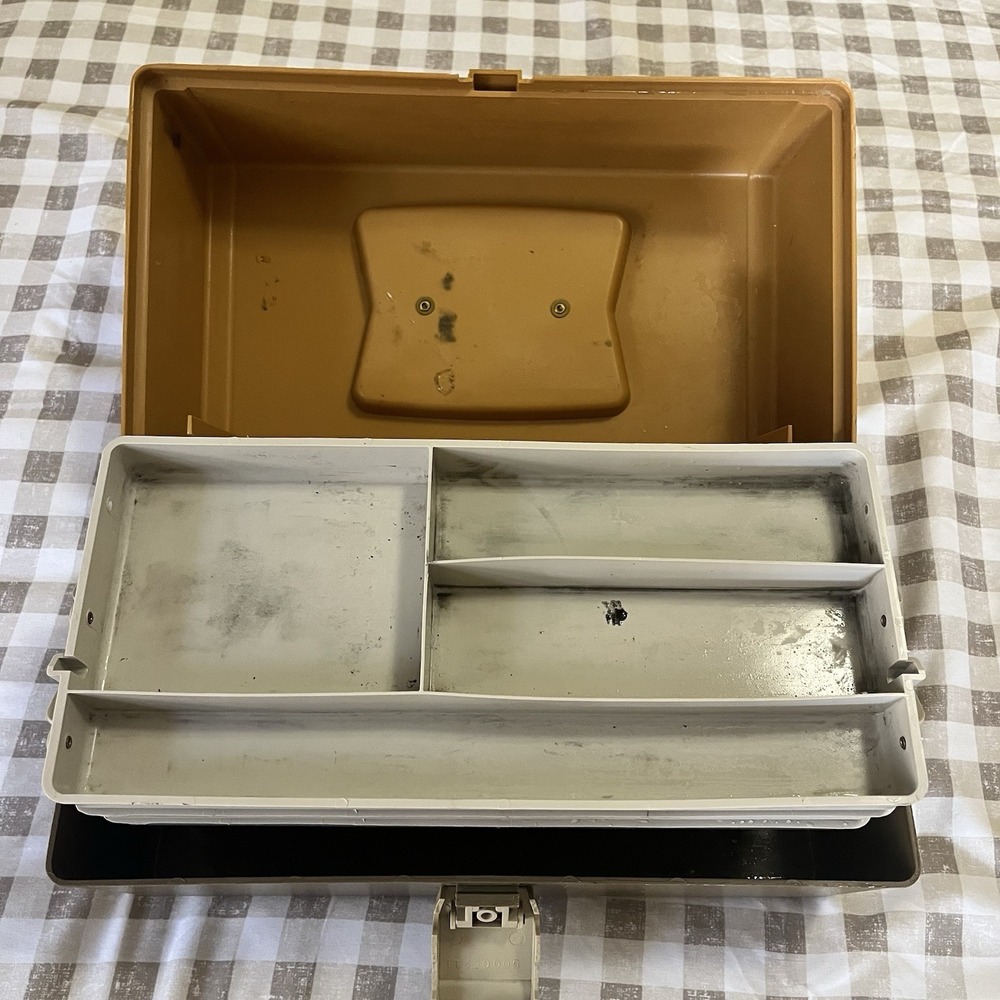 VTG 1979 Plano 3 Tray Tackle Box Fishing Outdoor Camping USA Made Handle - Picture 9 of 11